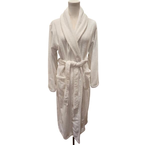 Restoration Hardware Luxury Plush Long Robe White Turkish Cotton Belted Medium - Picture 1 of 9